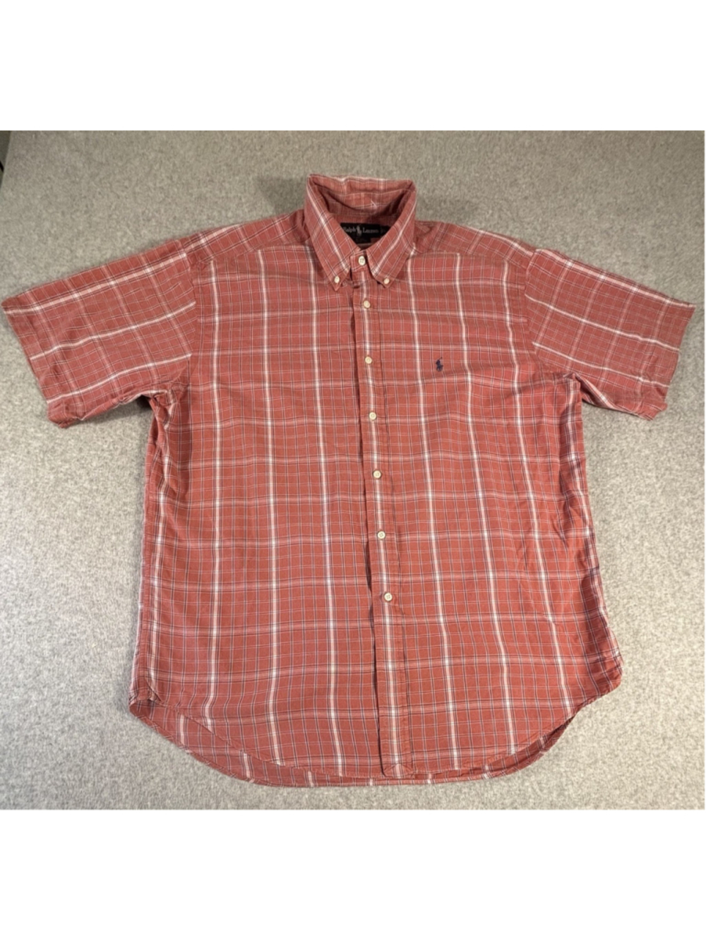 Ralph Lauren Blaire Shirt Men's Large L Red Plaid‎ Short Sleeve Button Down